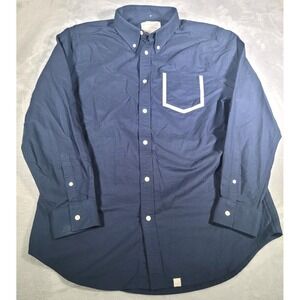Five Four Nick Wooster Shirt Mens L Navy Blue Long Sleeve Reflective Pocket